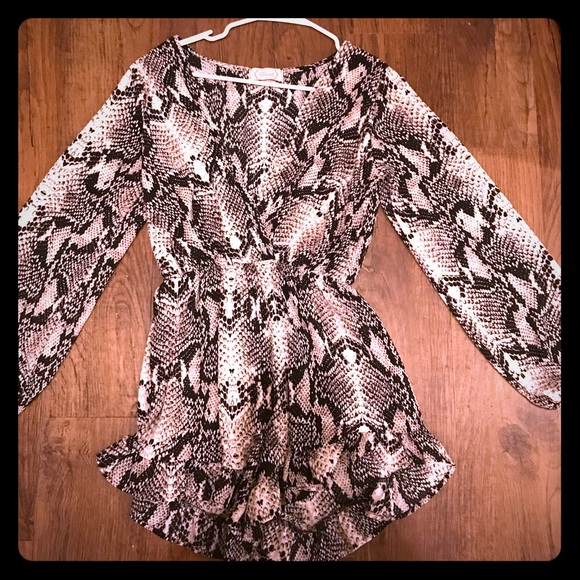 Blush Pants - Long sleeve snake skin romper